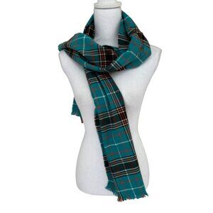 Lands End Scarf Spade Blue Woodland Plaid Soft Style 418320, Length 68"